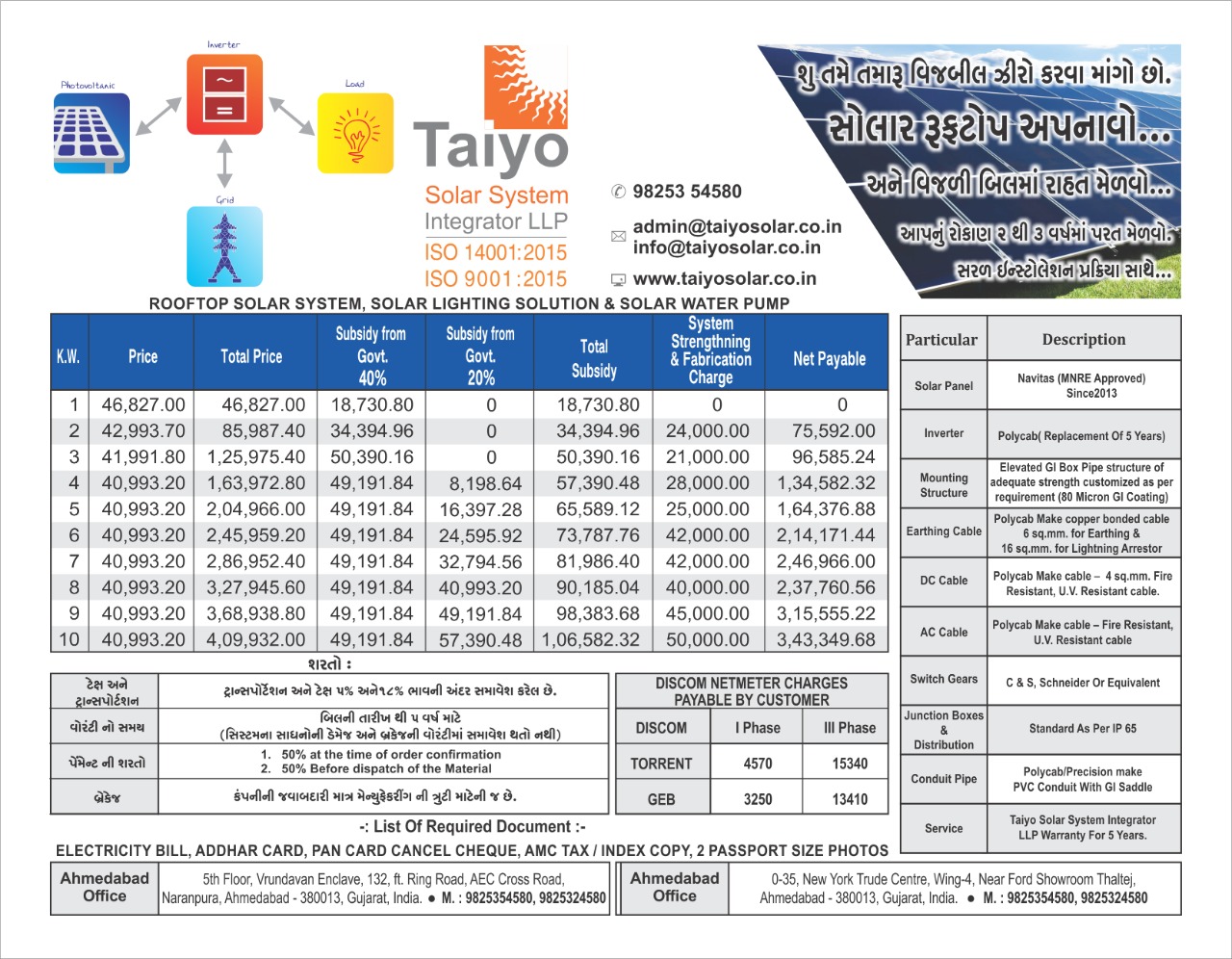 new tech solar price list